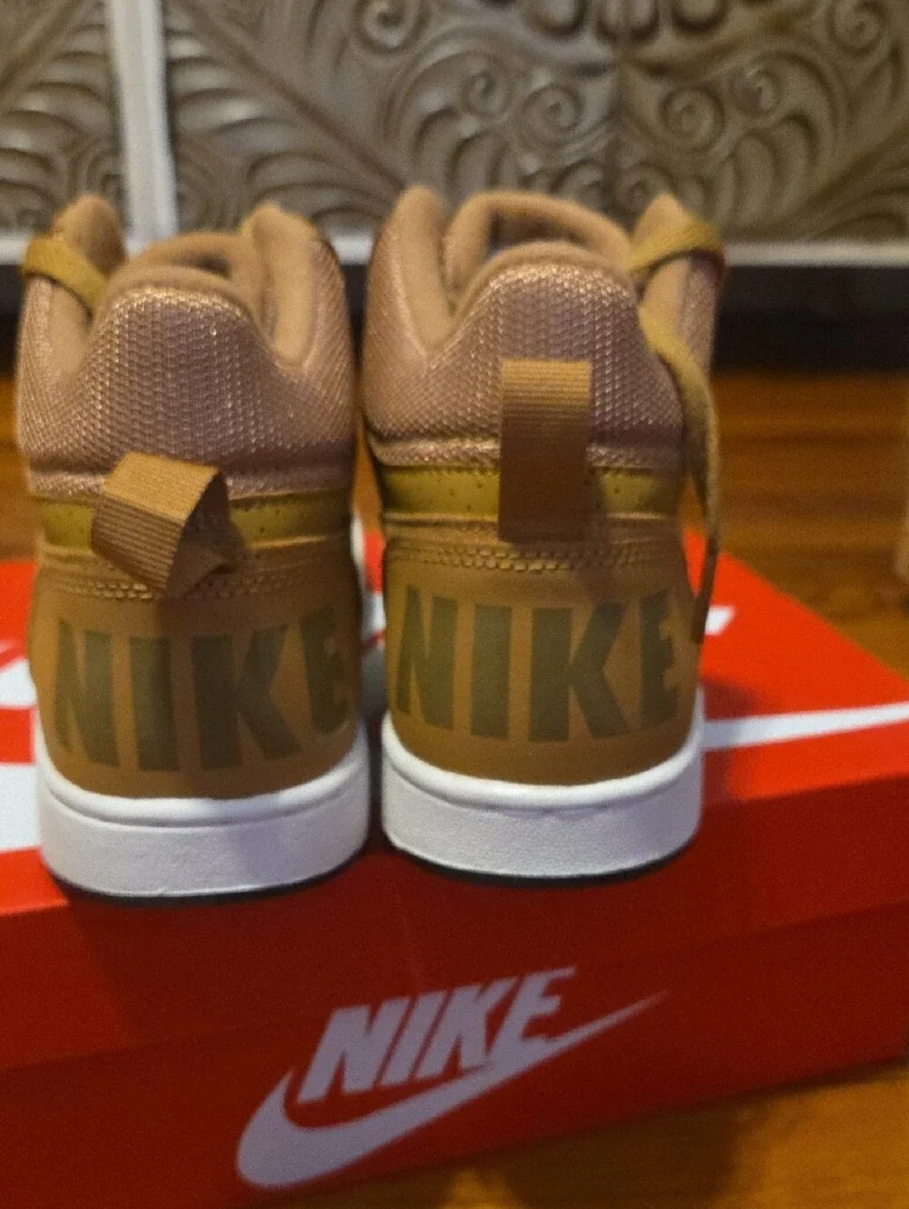 Nike Mid-Top Court Borough Sneaker in Wheat Brown with White Sole